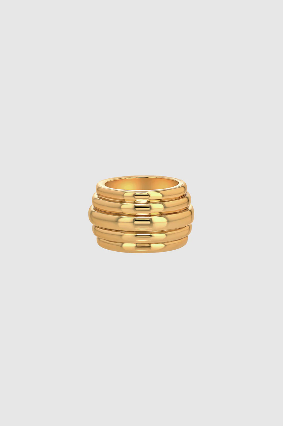 Chunky Ribbed Ring - Gold - Image 3