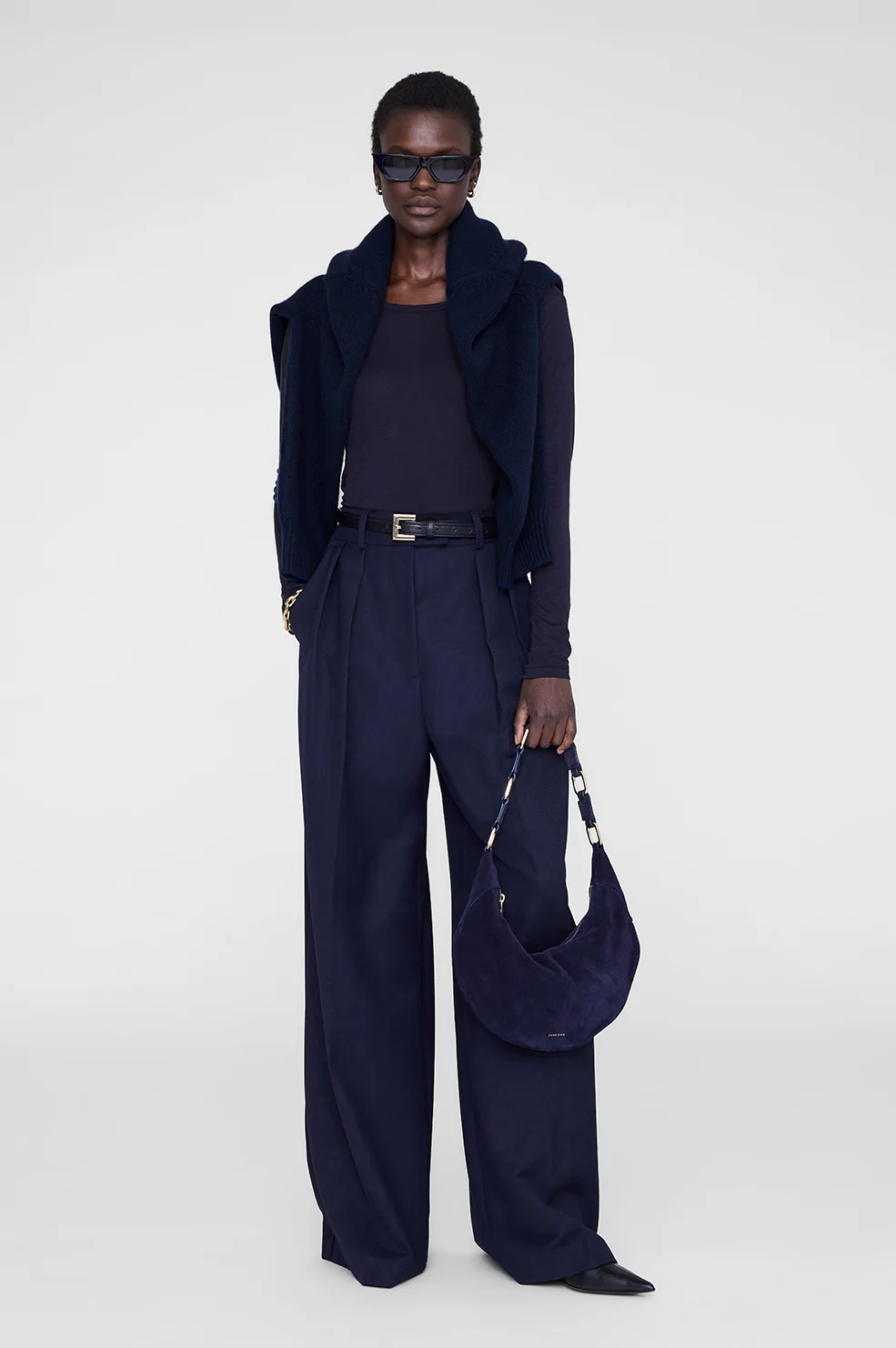 Kate Hobo Bag - Navy Suede - Image 2