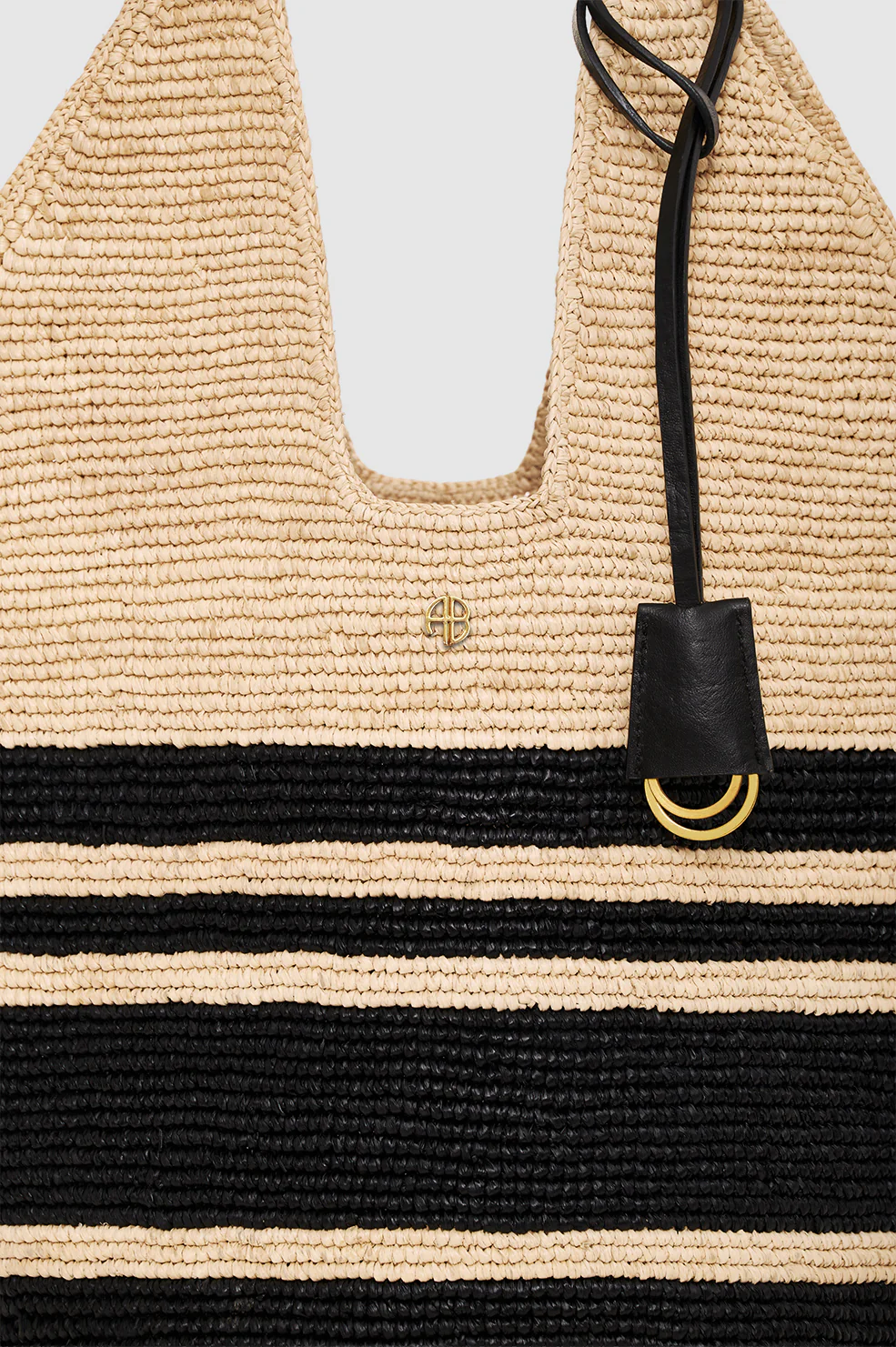 Leah Stripes Hobo Raffia - Black And Natural Stripe - Image 5