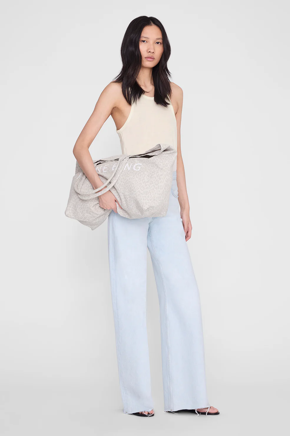 Leo Canvas Tote - Washed White Leopard - Image 6