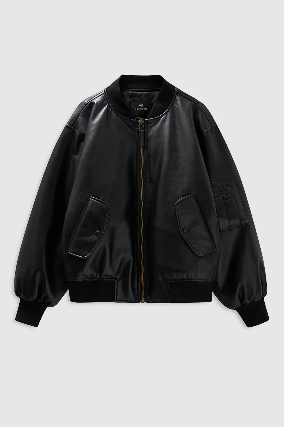 Leon Bomber - Black Recycled Leather - Image 4